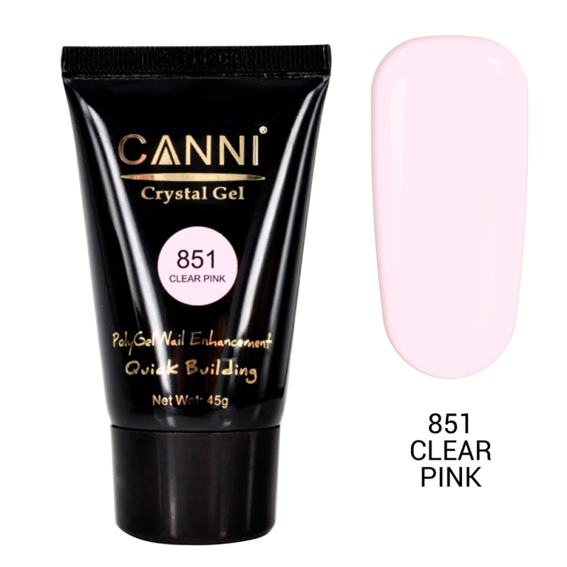 Polygel Canni, Crystal Gel, 45 g, 851 Clear Pink