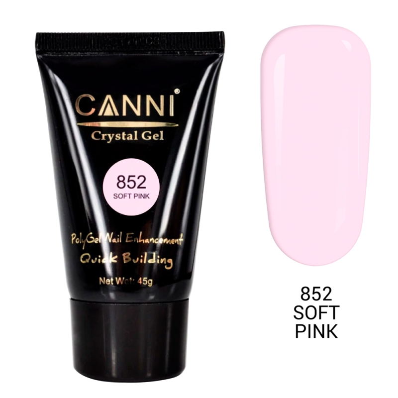 Polygel Canni, Crystal Gel, 45 g, 852 Soft Pink