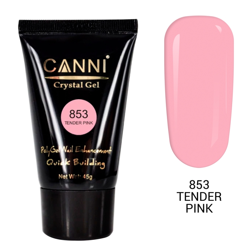 Polygel Canni, Crystal Gel, 45 g, 853 Tender Pink