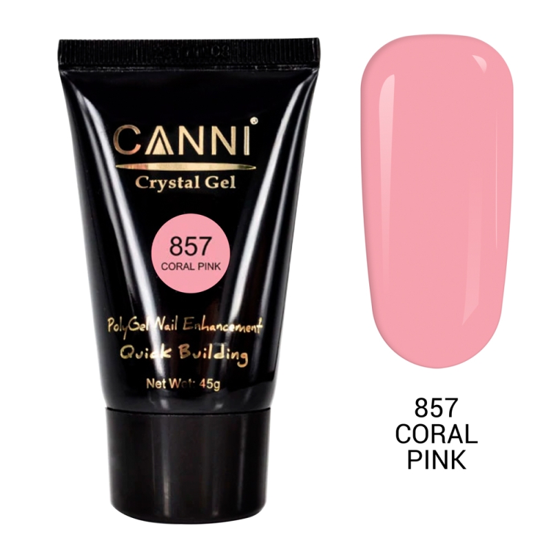 Polygel Canni, Crystal Gel, 45 g, 857 Coral Pink