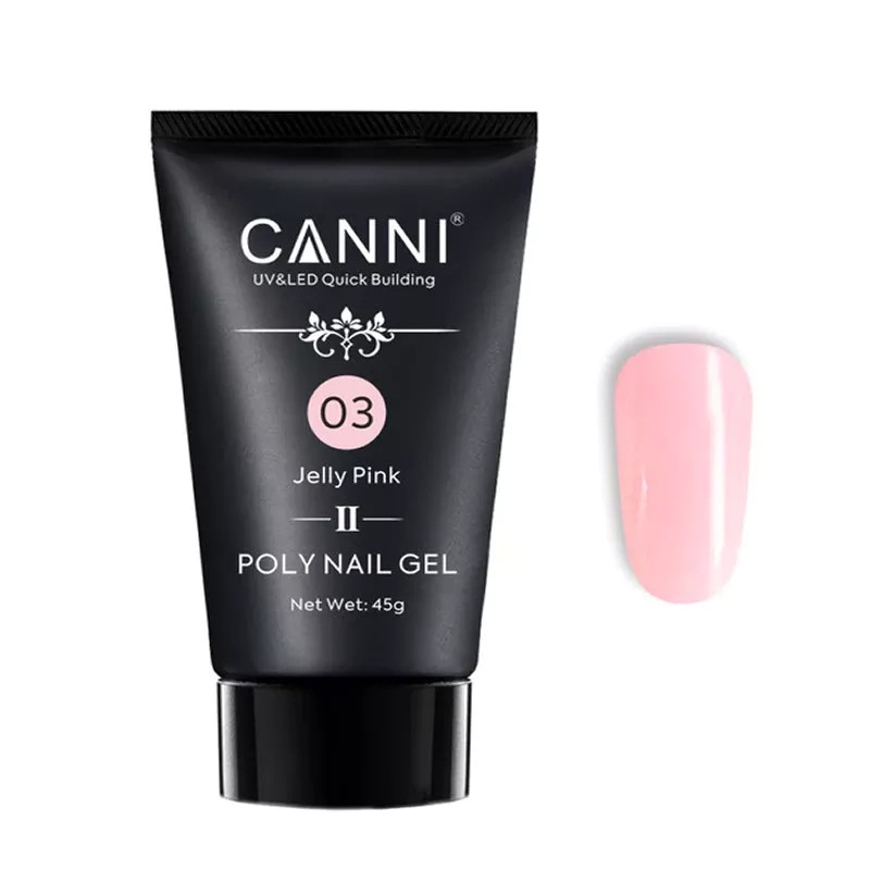 Polygel uv Canni pentru constructie unghii, Premium 03, 45 ml, jelly pink