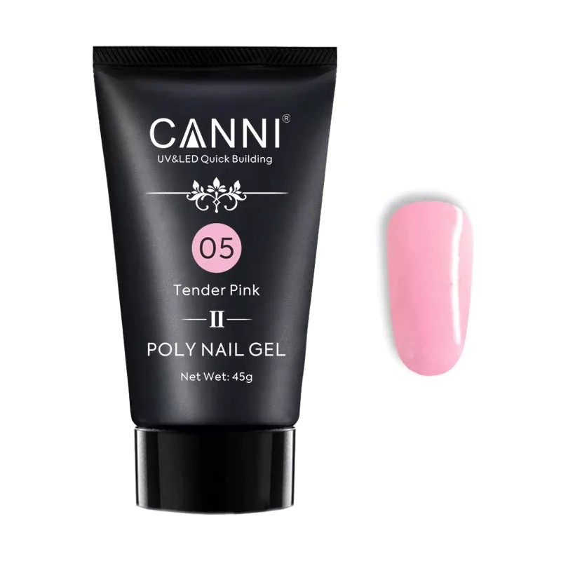 Polygel uv Canni pentru constructie unghii, Premium 05, 45 ml, tender pink