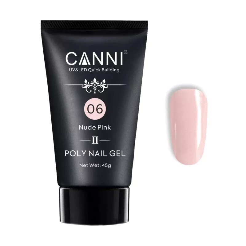 Polygel uv Canni pentru constructie unghii, Premium 06, 45 ml, nude pink