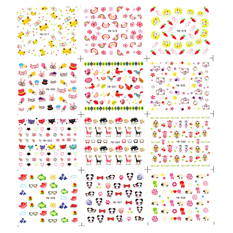 Sticker A4 pentru decor unghii, cu desene animate, 517-528