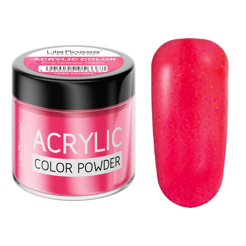 Pudra acrilica color, Lila Rossa, Pink Orange Glitter, 7 g