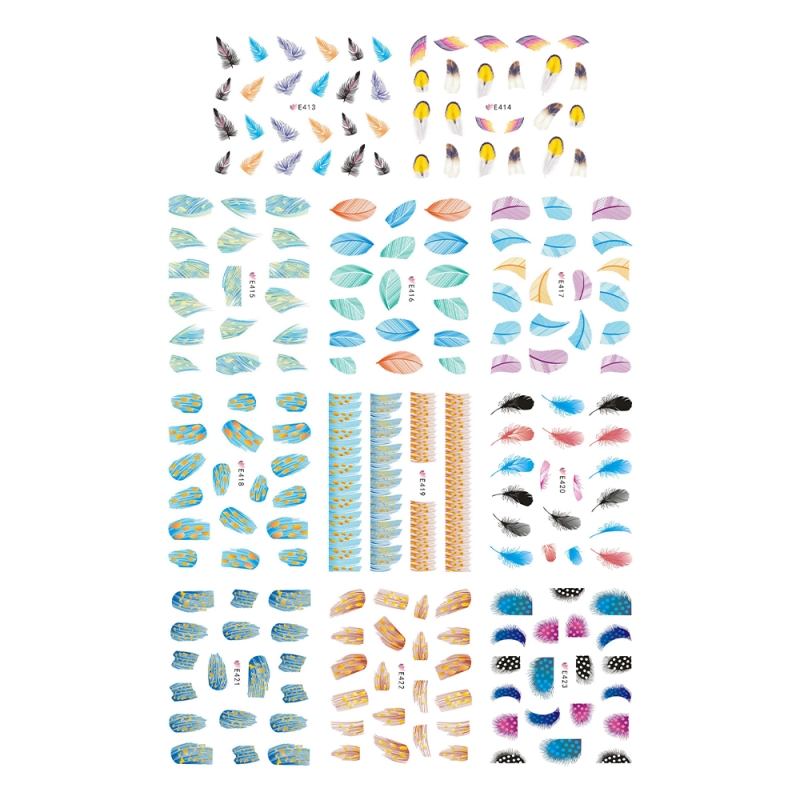 Set stickere A5 pentru decor unghii Lila Rossa, cu linii si forme, 11 buc, e-413-423