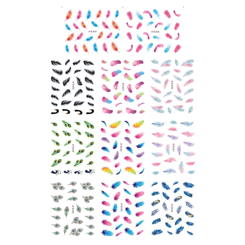 Set stickere A5 pentru decor unghii Lila Rossa, cu linii si forme, 11 buc, e-424-434