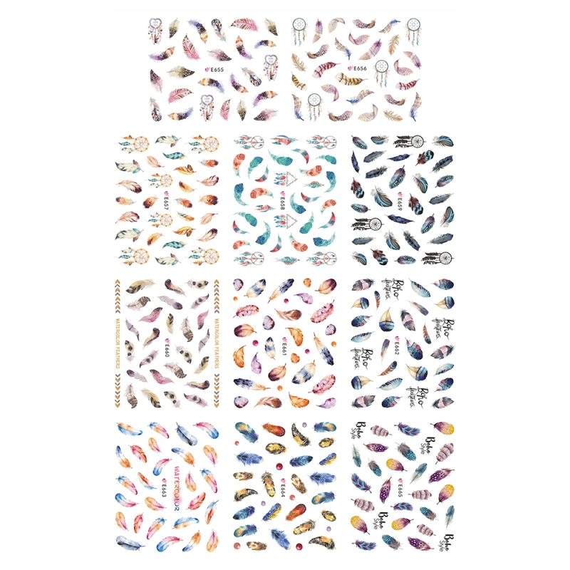Set stickere A5 pentru decor unghii Lila Rossa, cu linii si forme, 11 buc, e-655-665