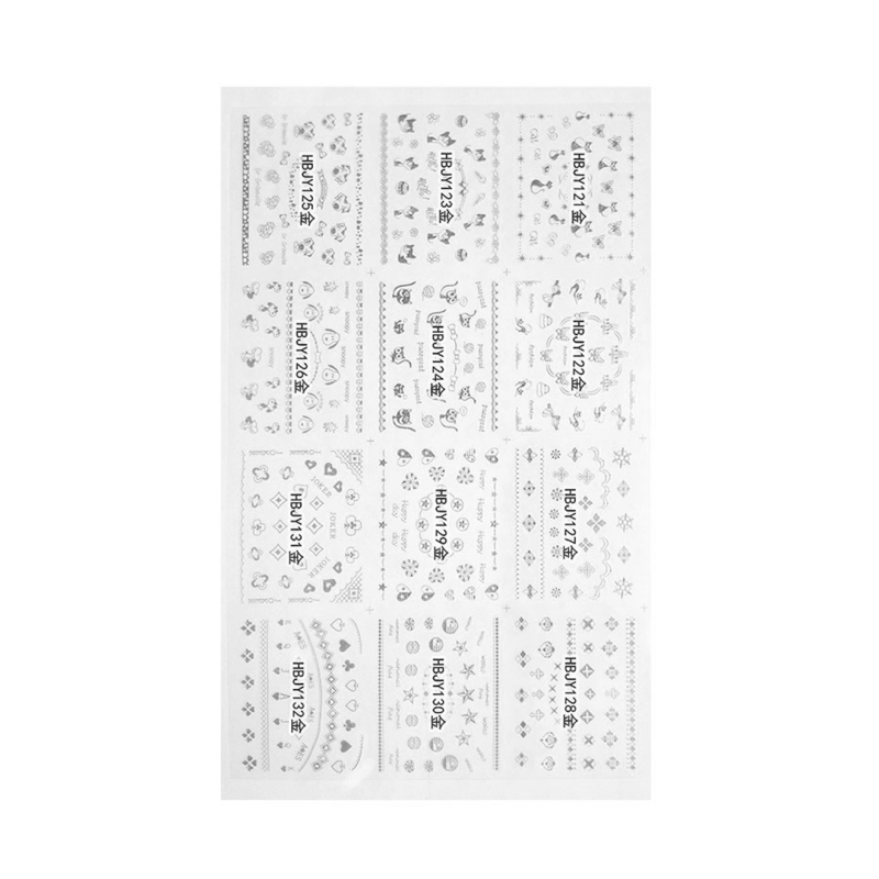 Set stickere A5 pentru decor unghii Lila Rossa, cu linii si forme, 12 buc, hbjy-125-128