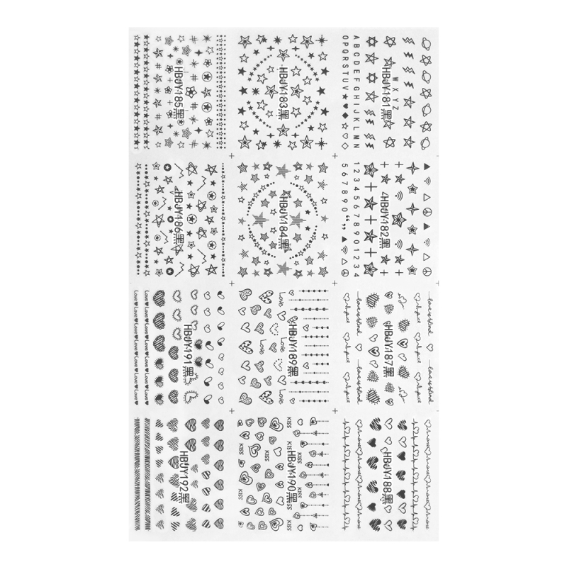 Set stickere A5 pentru decor unghii Lila Rossa, cu linii si forme, 12 buc, hbjy-185-188