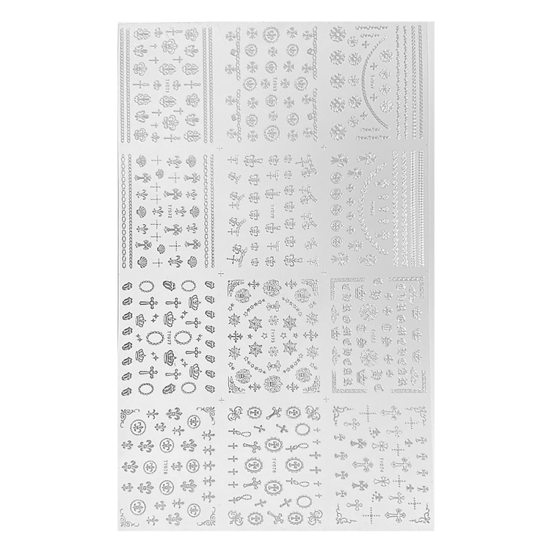 Set stickere A5 pentru decor unghii Lila Rossa, cu linii si forme, 12 buc, tj-071-074