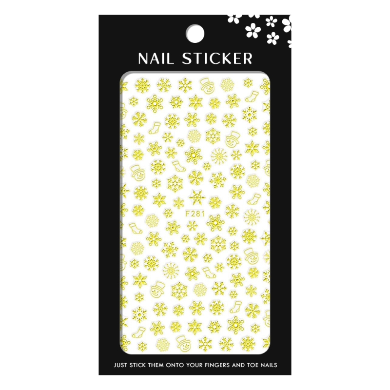 Stickere pentru decor unghii Lila Rossa, Craciun, Revelion, pentru iarna, f281-gold