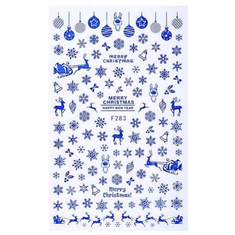 Stickere pentru decor unghii Lila Rossa, Craciun, Revelion, pentru iarna, F283-blue