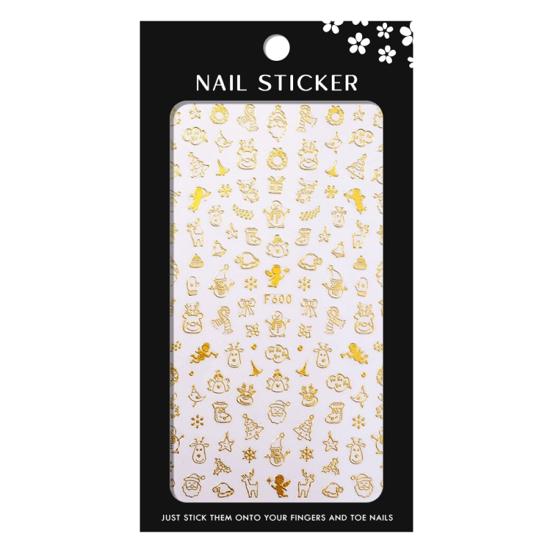 Stickere pentru decor unghii Lila Rossa, Craciun, Revelion, pentru iarna, f600-gold