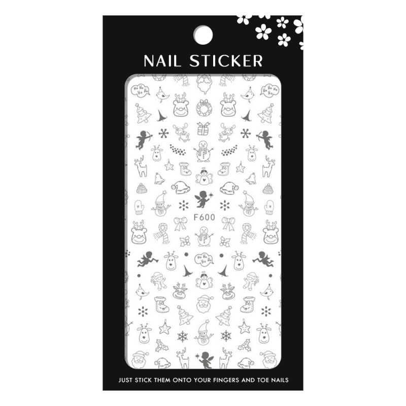 Stickere pentru decor unghii Lila Rossa, Craciun, Revelion, pentru iarna, f600-silver