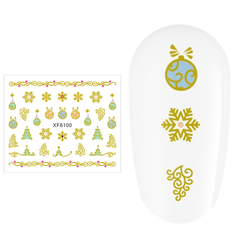 Sticker nail art Lila Rossa, pentru Craciun, Revelion si iarna, 7.2 x 10.5 cm, xf6100