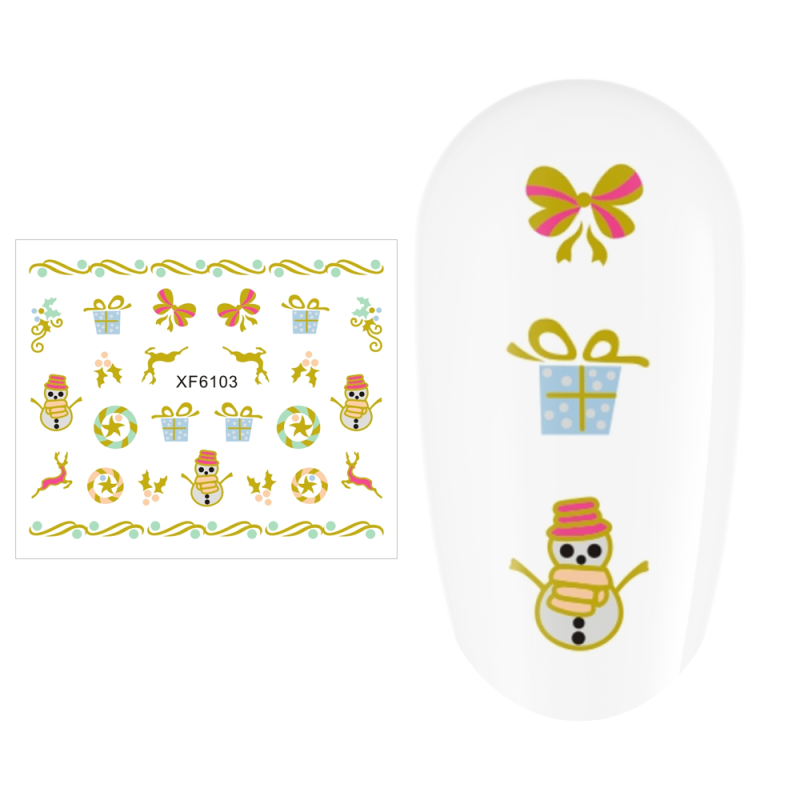 Sticker nail art Lila Rossa, pentru Craciun, Revelion si iarna, 7.2 x 10.5 cm, xf6103