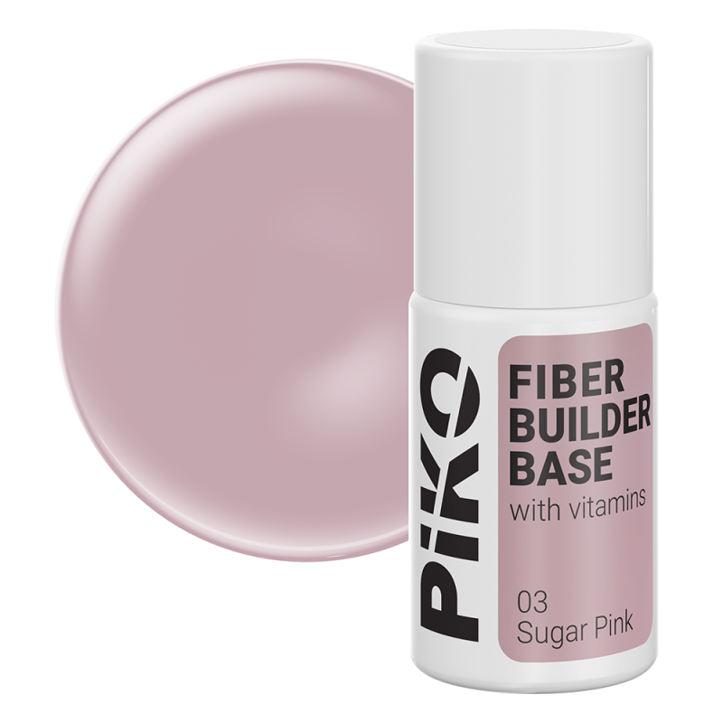 Base Coat, Fiber Builder Base cu Vitamine, Piko, 7 ml, 03 Sugar Pink