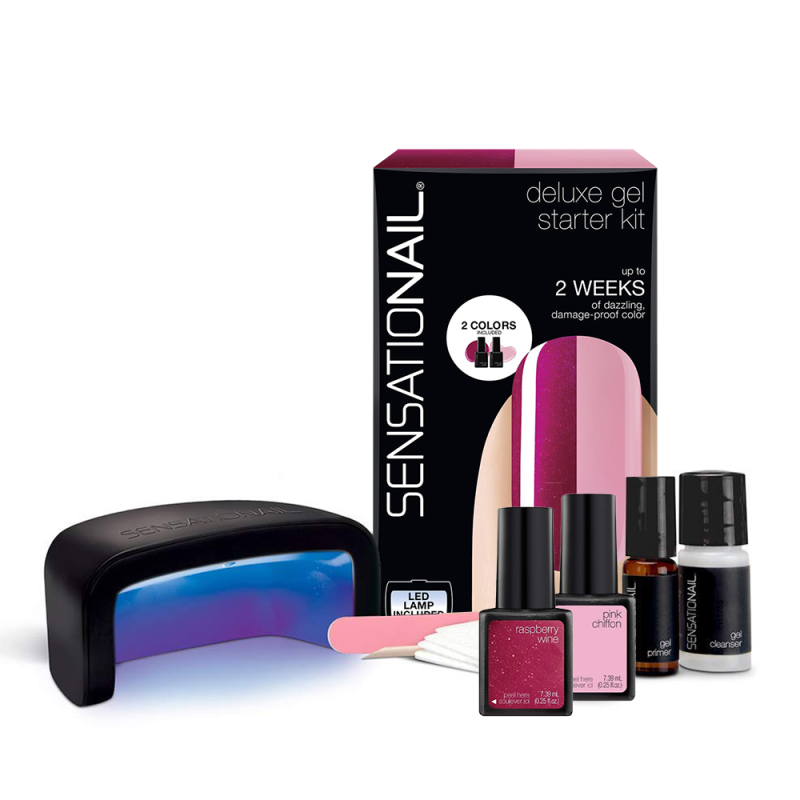 kit oja semipermanenta Sensationail Deluxe Gel Starter Kit - Pink Chiffon - Raspberry Wine