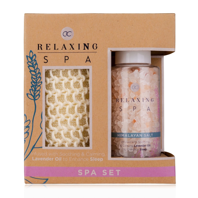 Set cadou femei, sare de baie, Wellness set RELAXING SPA in gift box, incl. 120g himalayan bath salt, sisal pad, infused with Lavender Oil, fragrance: Lavender & Chamomile, col. blue/lilac, PU 6/24, set cadou craciun