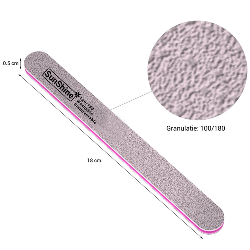 Pila unghii Sunshine, dreapta, gri, granulatie 120/180 - 1 | YEO